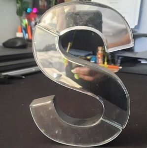 Mirrored Glass Letter 'S' Decor